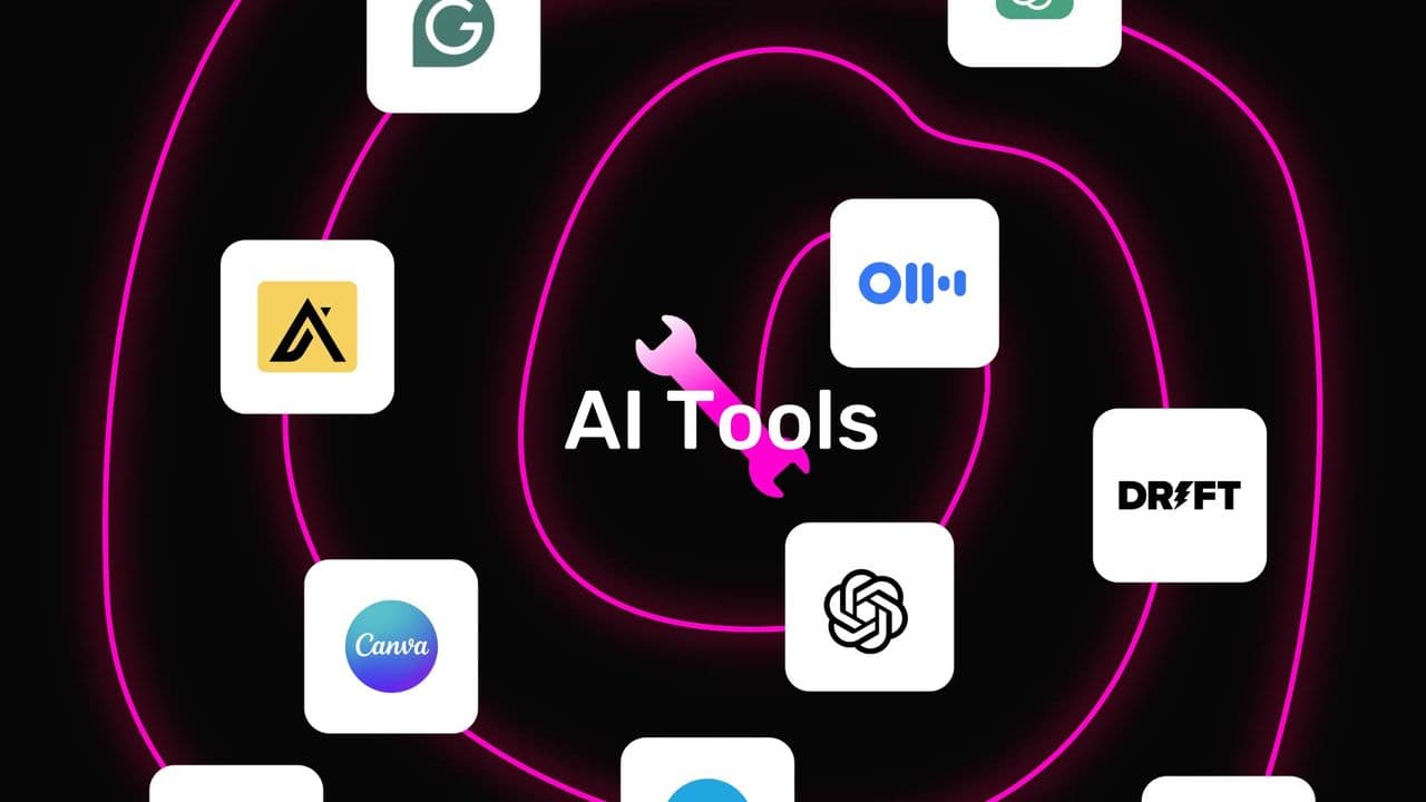 AI Tools Showcase Animation – Neon Flow with 10 Product Logos