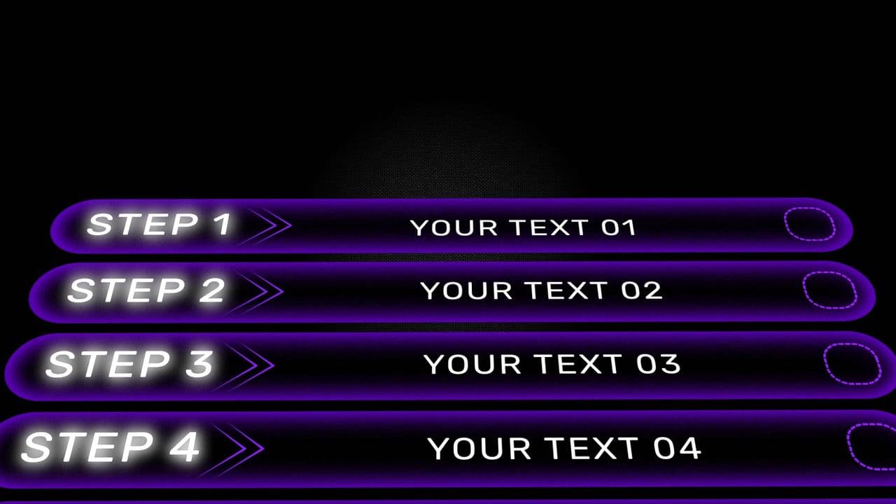 6-Step Flowchart with Glitch Blur Effect