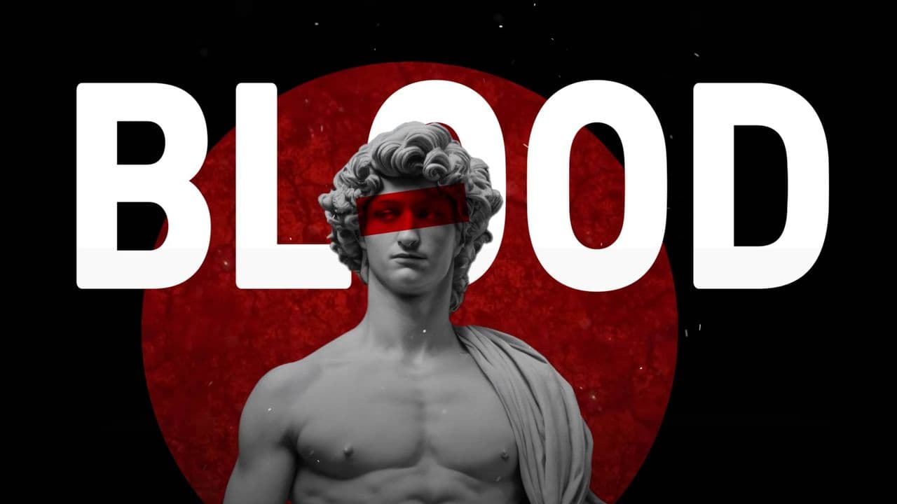 4-Point Glitch Animation with Greek Statue Highlights | Retro Futuristic Visual Hook