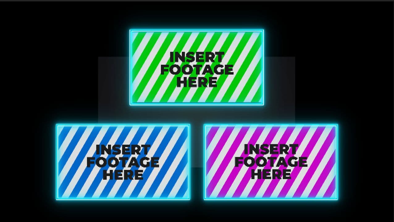 Triangular 3-Image Display with Glowing Frames