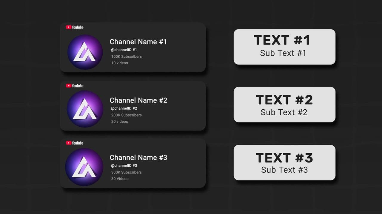 template Two YouTube Channel Info Mockup with Dynamic Text Popups preview