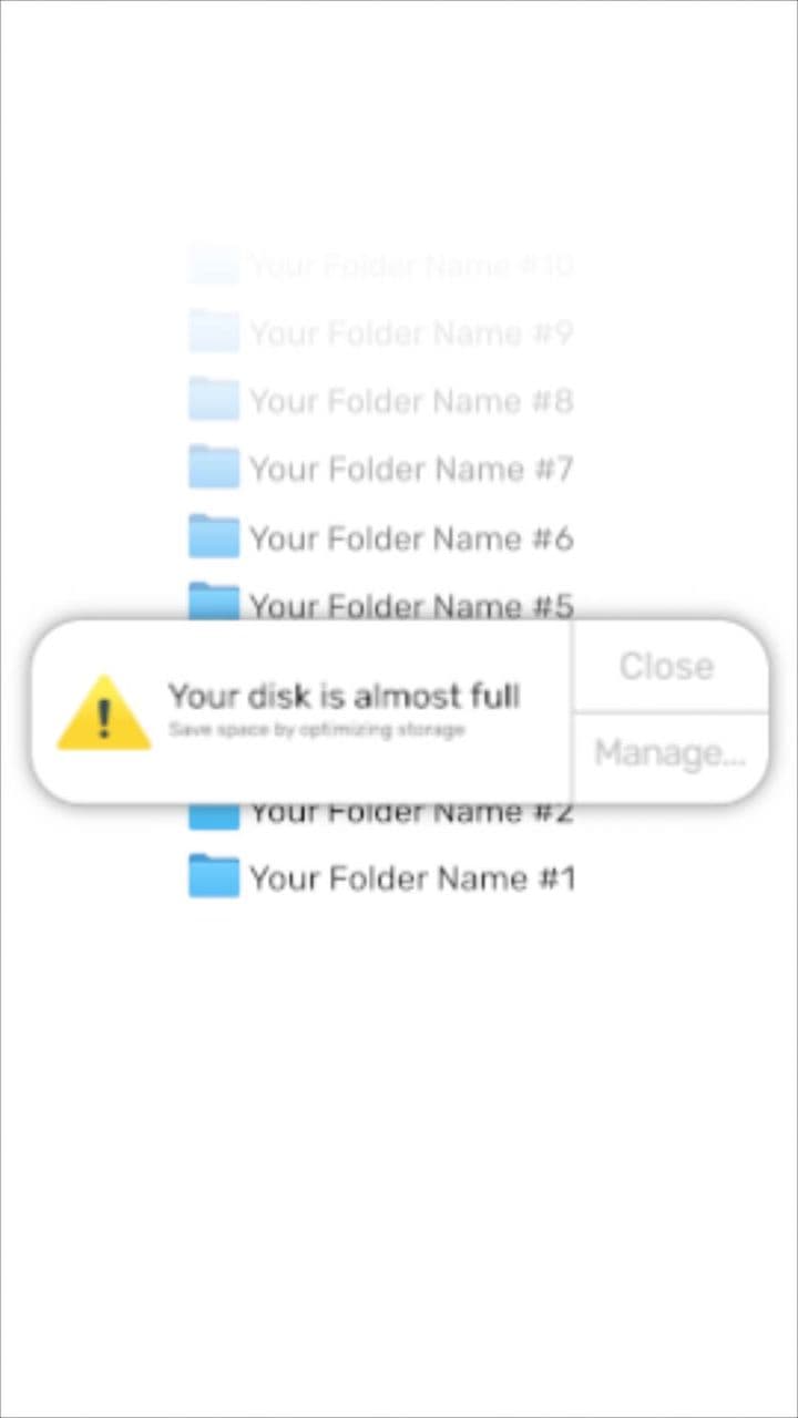 Mac Folder Animation with Storage Alert