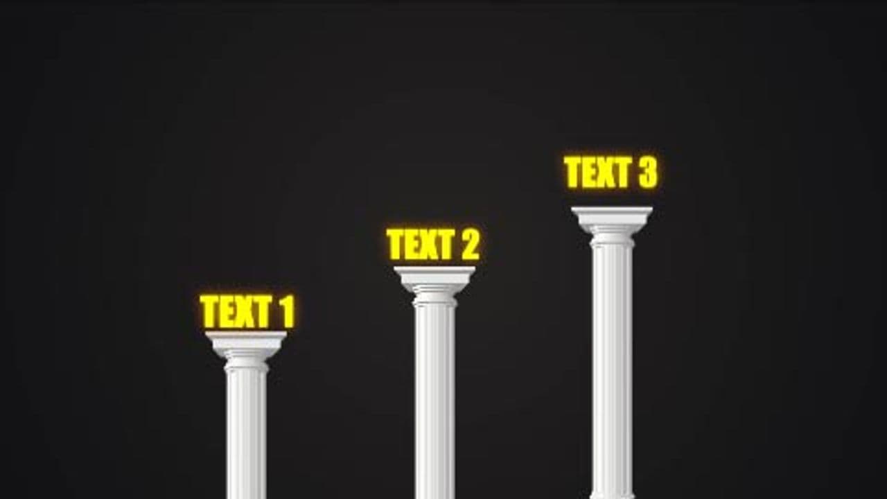 Three Glowing Texts with Roman Pillar Accents