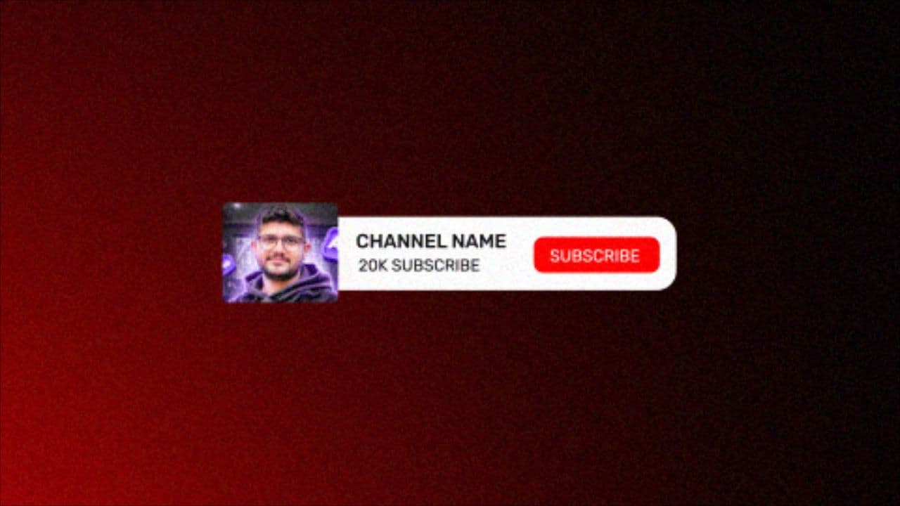 template Flat Channel Subscribe Animation | Clean Horizontal CTA with Avatar preview