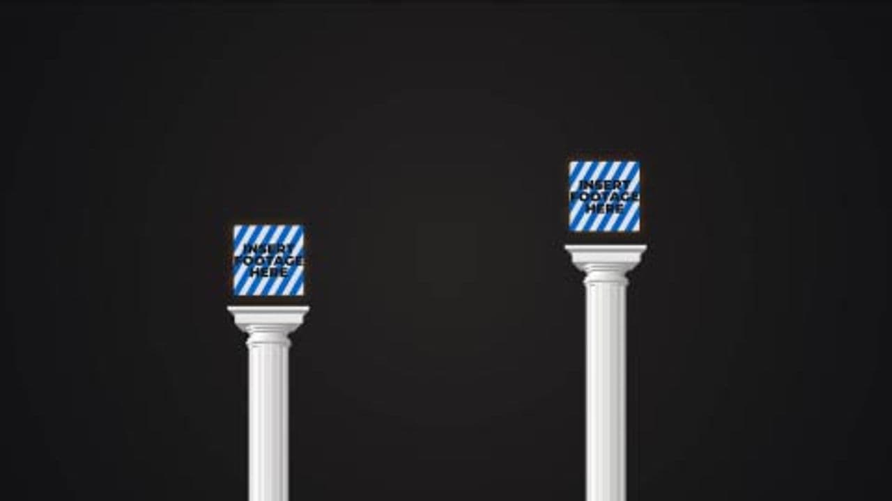 Two Logos Displayed on Roman Columns