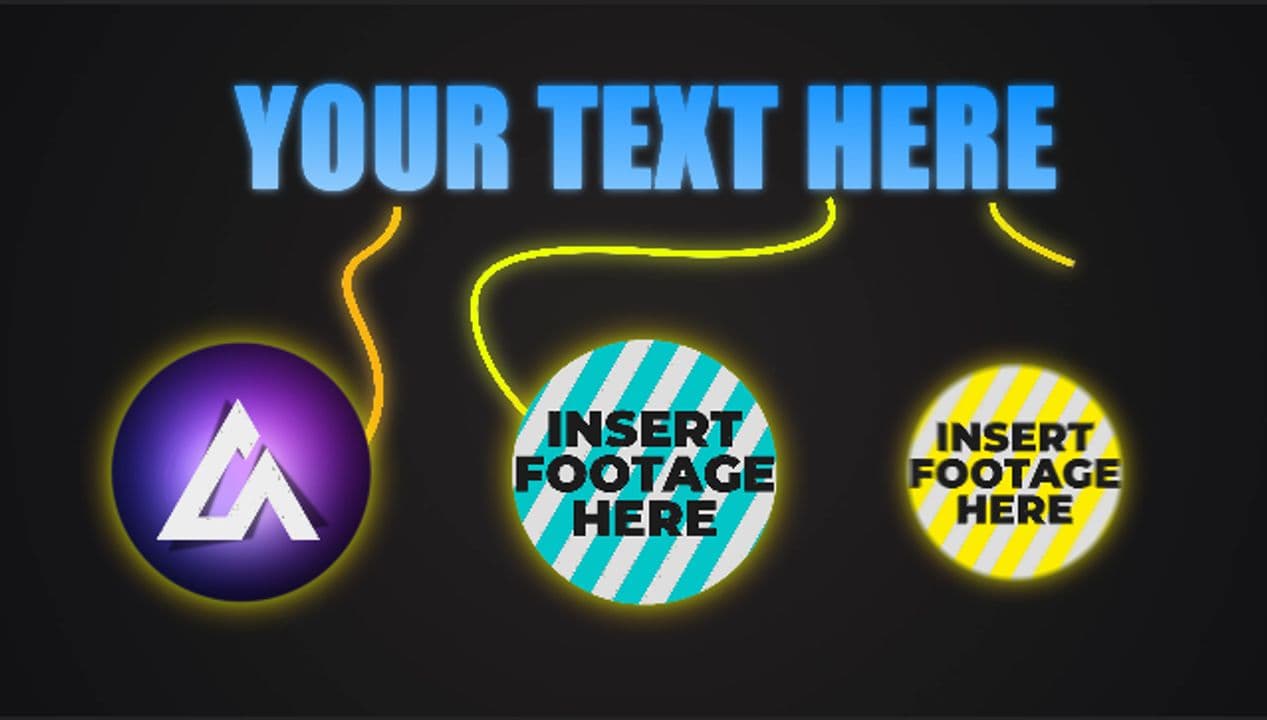 Blue Gradient Text with Glowing Lines to 3-Logo Reveal
