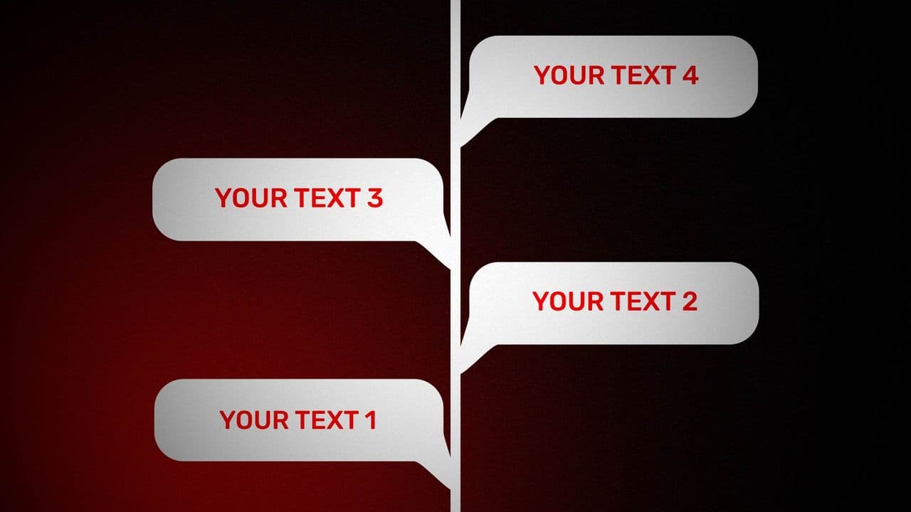 4-Step Branch Flowchart Animation | Split Text Reveal with Center Line