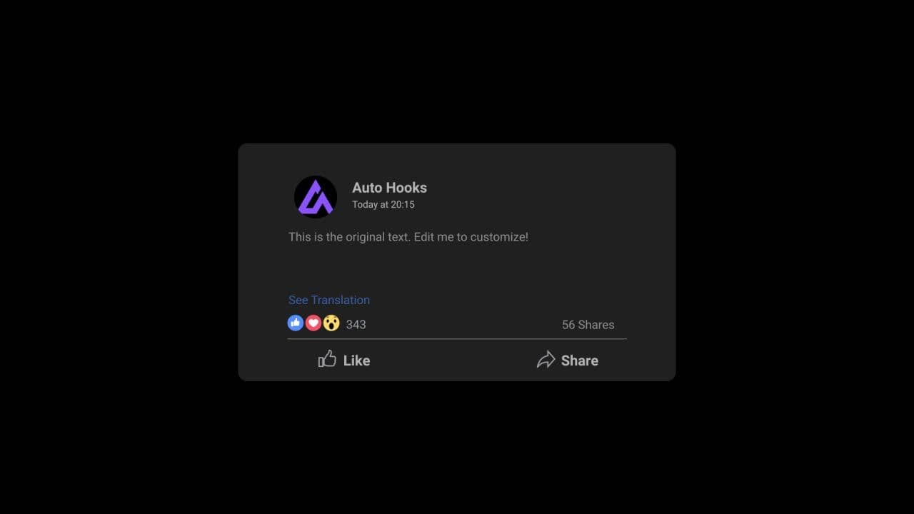Animated Facebook Post Mockup Black Version