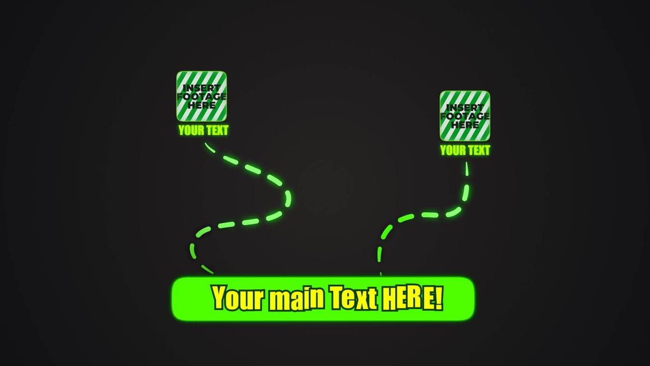 Green Text Pop-Up with Dashed Line Logo Connections