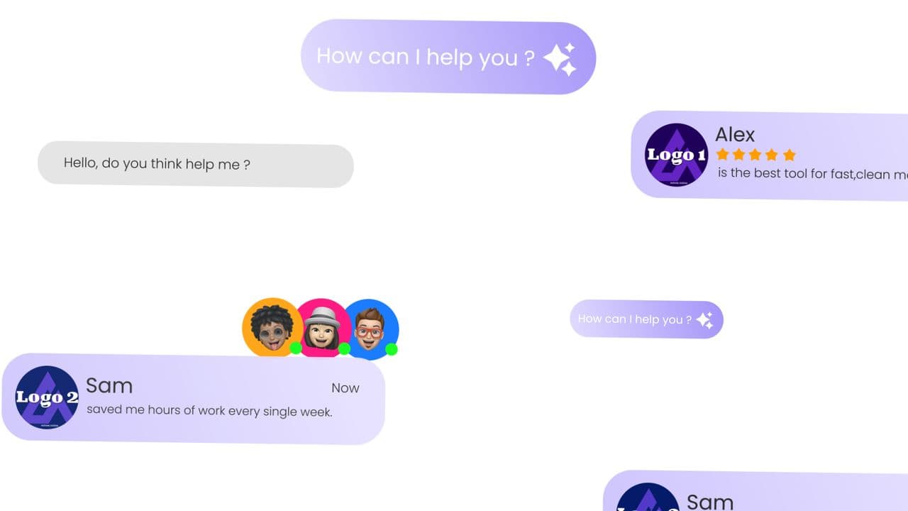 template SaaS Launch Video Floating Social Proof Testimonials preview