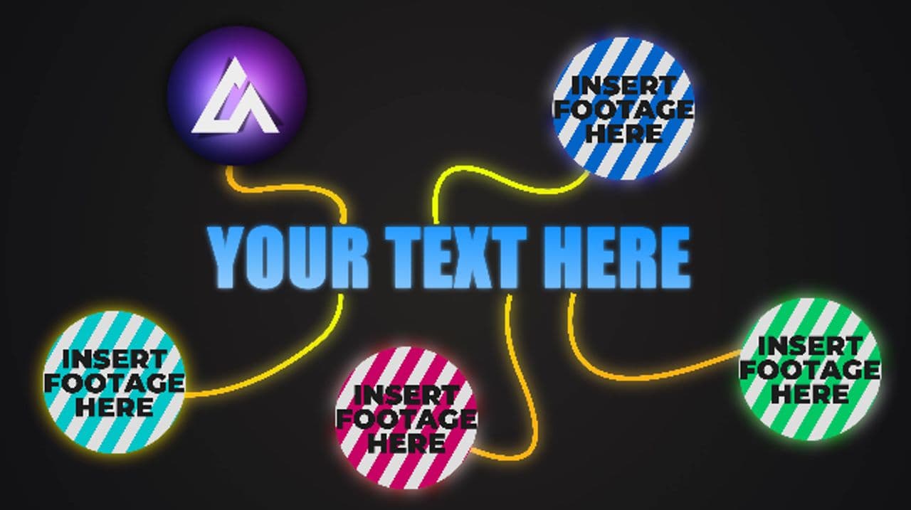Blue Gradient Text with Glowing Lines to 5-Logo Reveal