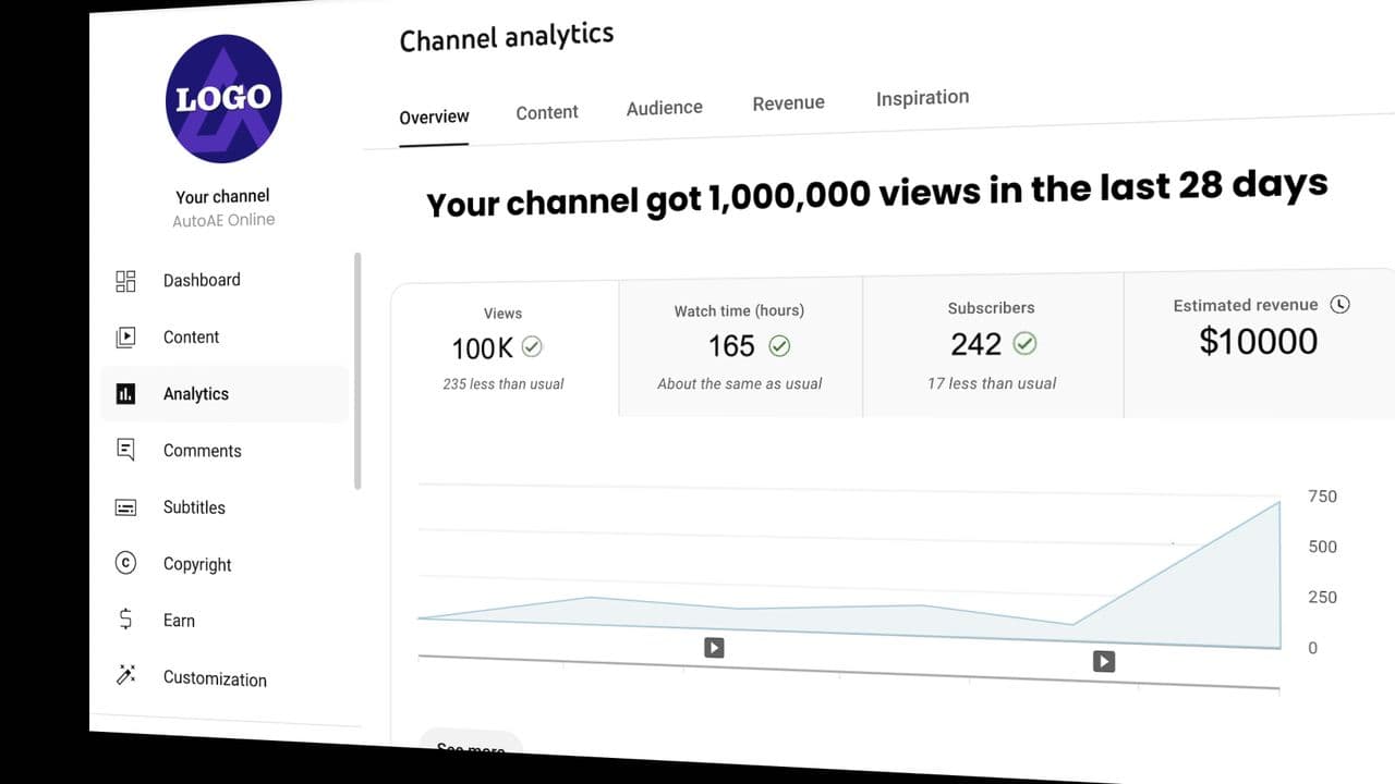3D Youtube Backend Growth Mockup