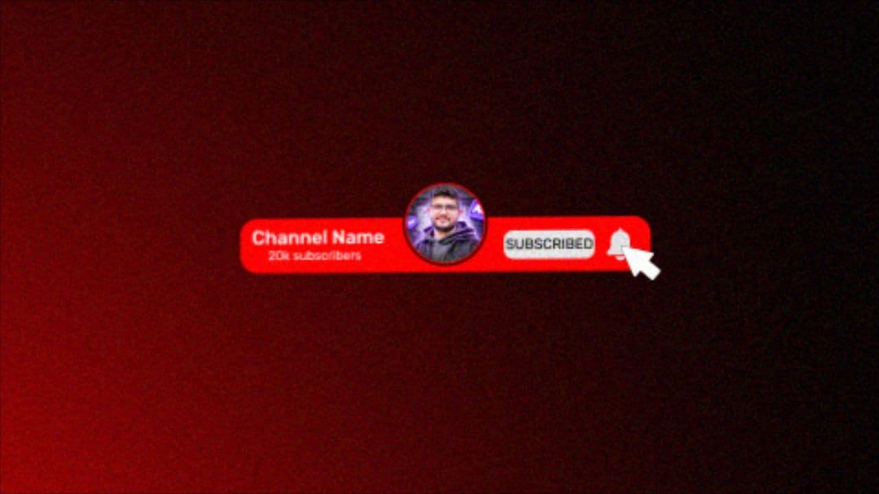 Channel Bar Style YouTube Subscribe Animation | Avatar + Bell Click Motion