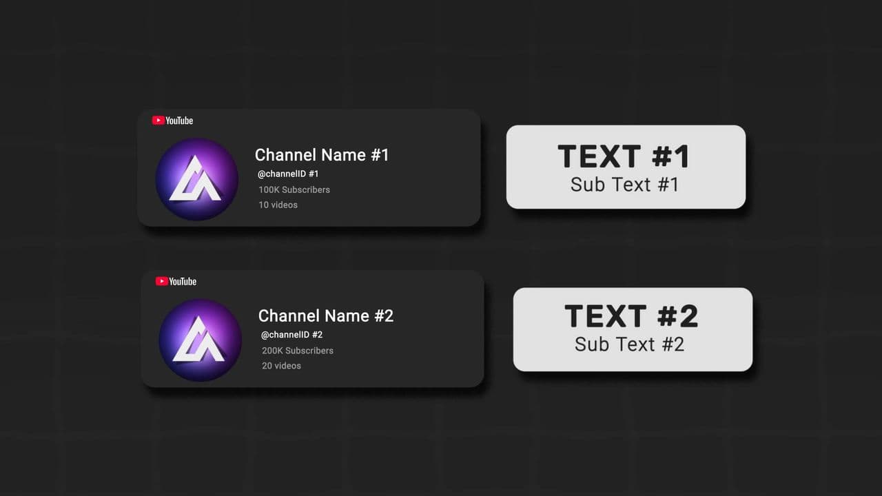 template Three YouTube Channel Info Mockup with Dynamic Text Popups preview