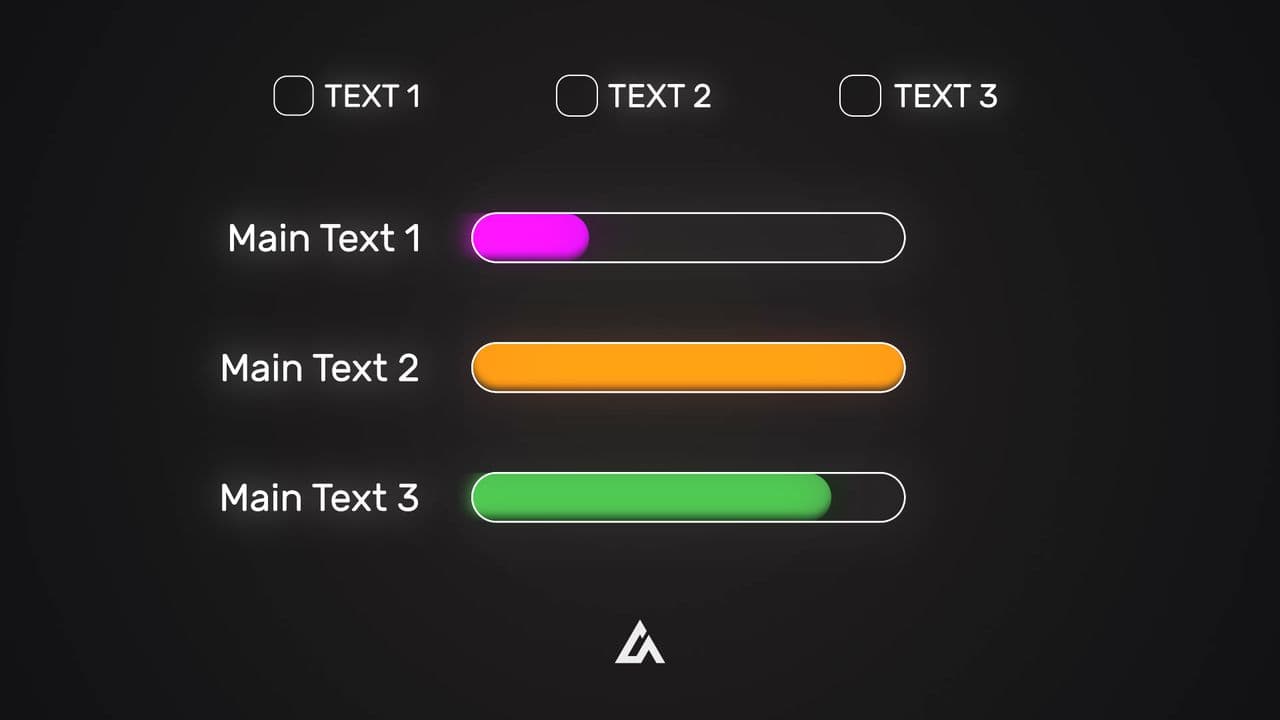 template Interactive Metrics Comparison with 3 Topics and Progress Bars preview