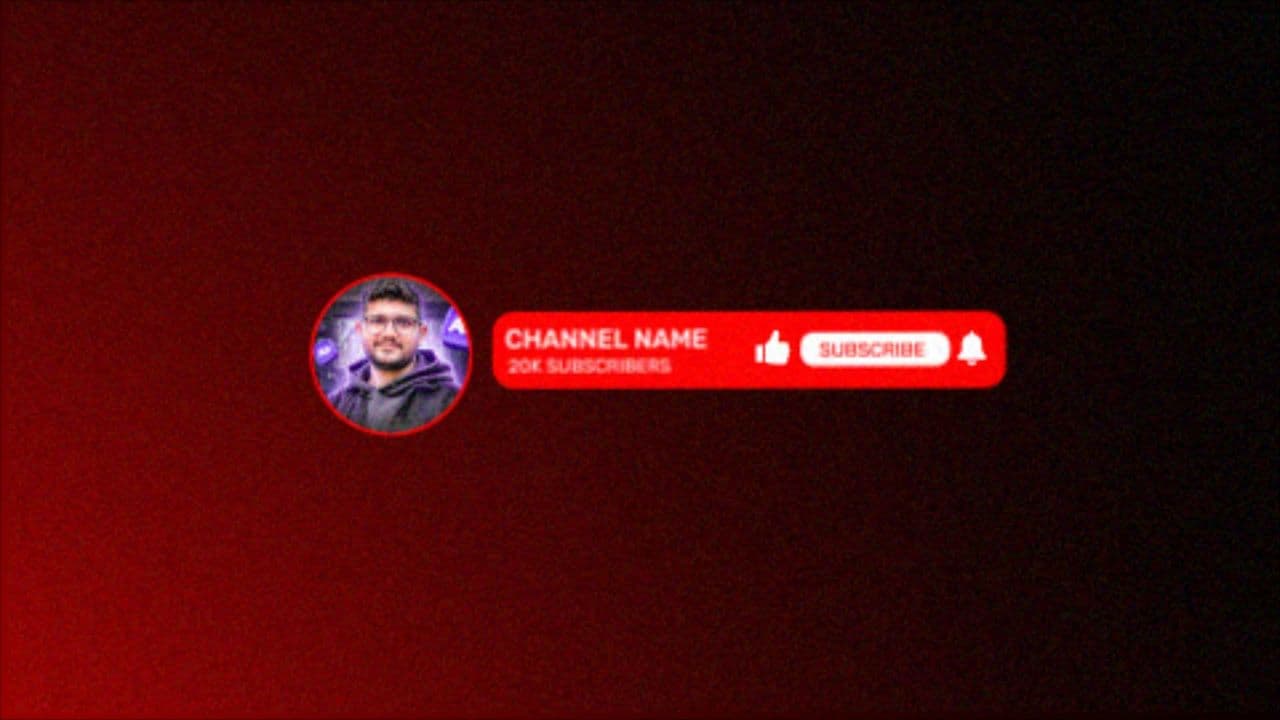 template Dynamic Red YouTube Subscribe Bar | Full CTA with Avatar & Icons preview