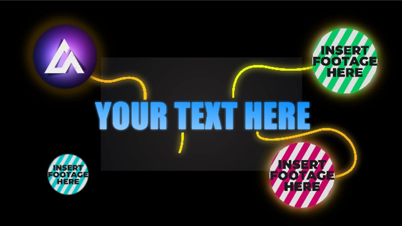 Blue Gradient Text with Glowing Lines to 4-Logo Reveal