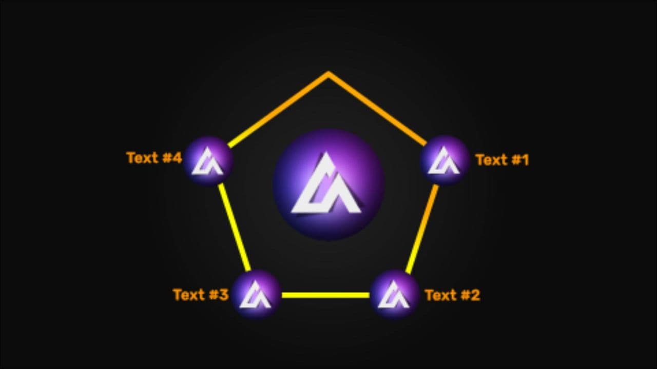 template Pentagon Video Flowchart with Glowing Highlights & Text Links preview