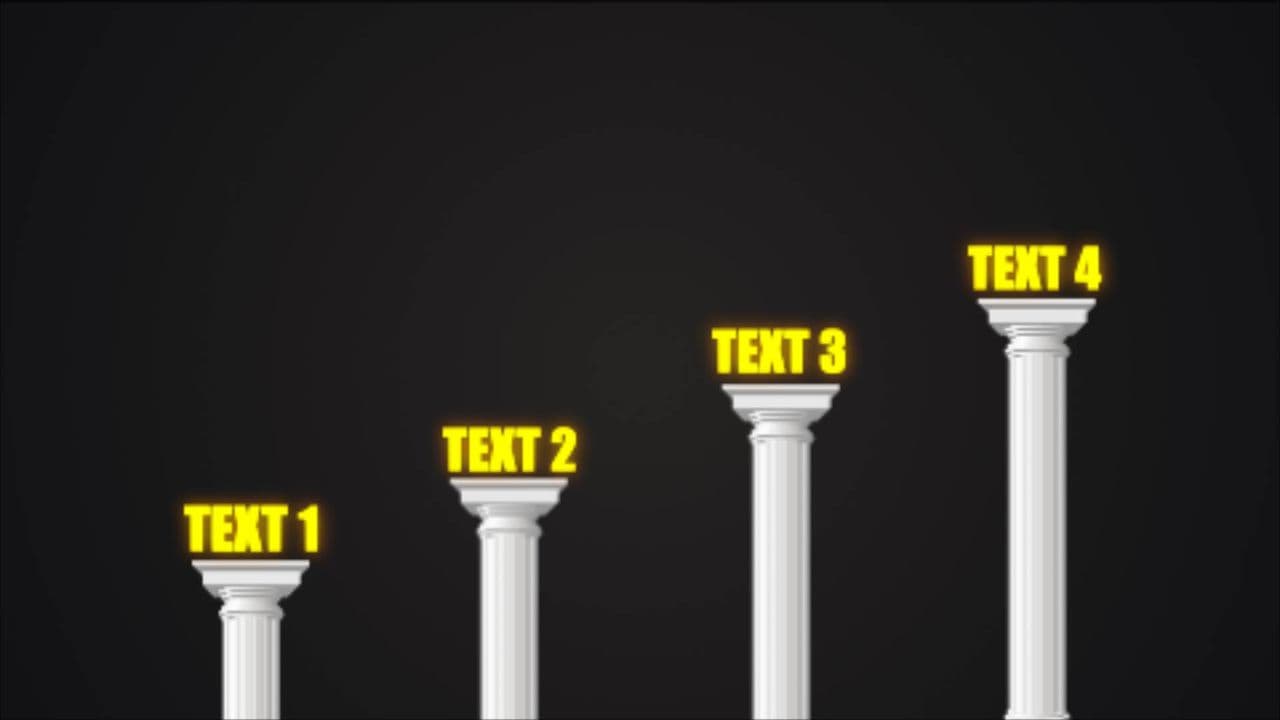 Four Glowing Texts on Roman Columns