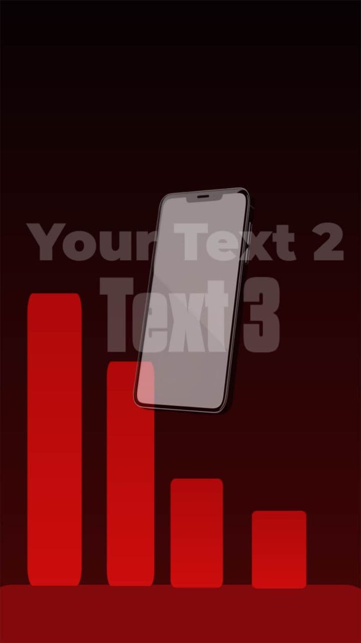 Floating Phone + 3 Text Bars | Red Data Chart Reveal Animation