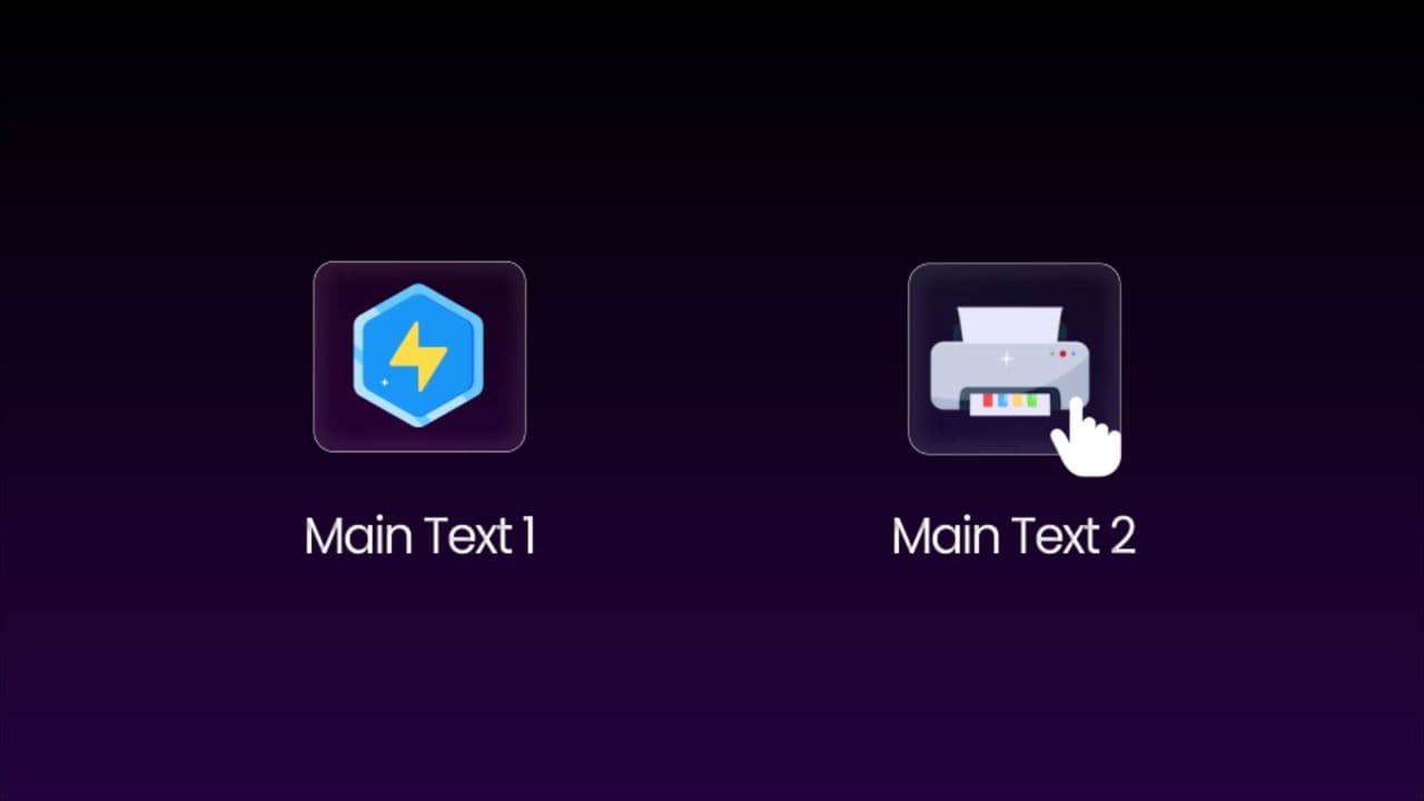 Interactive Icon Click Comparison & 4-Text Conclusion Animation