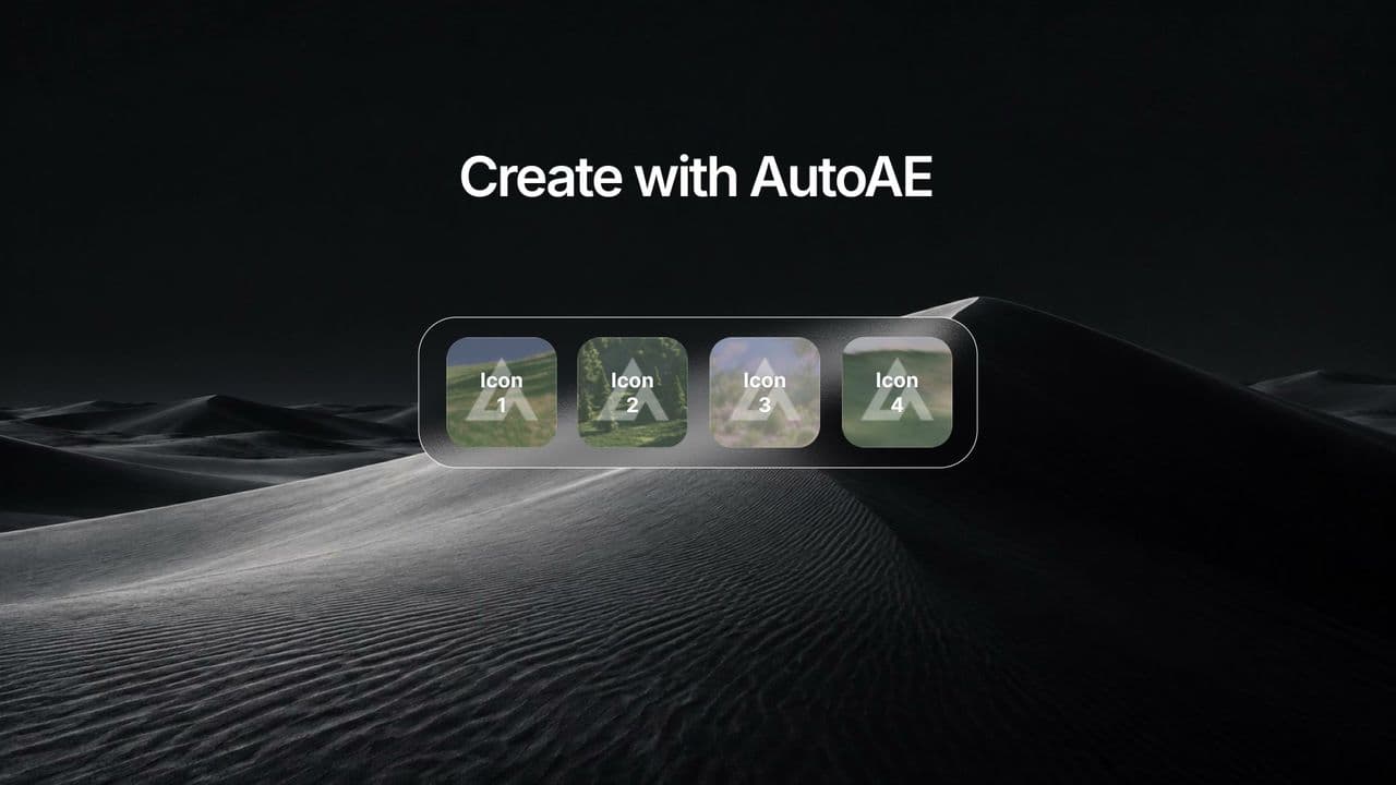 4-Icon Glass Dock Showcase | Desktop UI Animation
