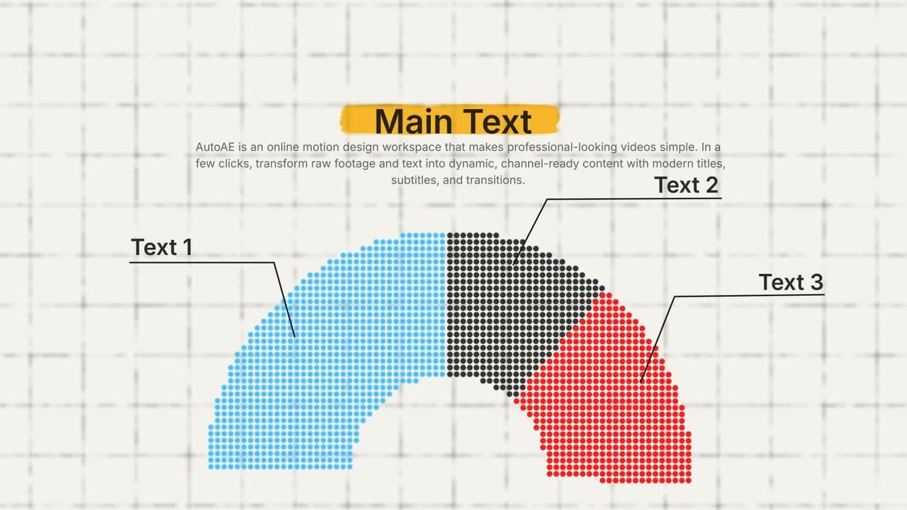 Dot Matrix Semi-Circle Animation (3 Segments) | Abstract Comparative Graphic