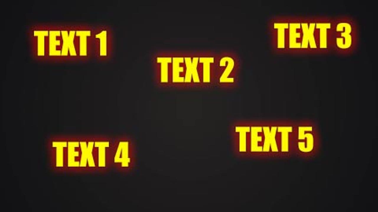 Five Glowing Texts with Staggered Pop-In Effect