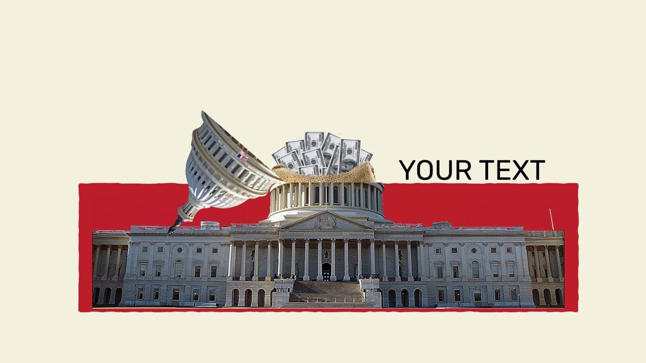 Political Collage Animation – 1 Text Scene on Money & Power