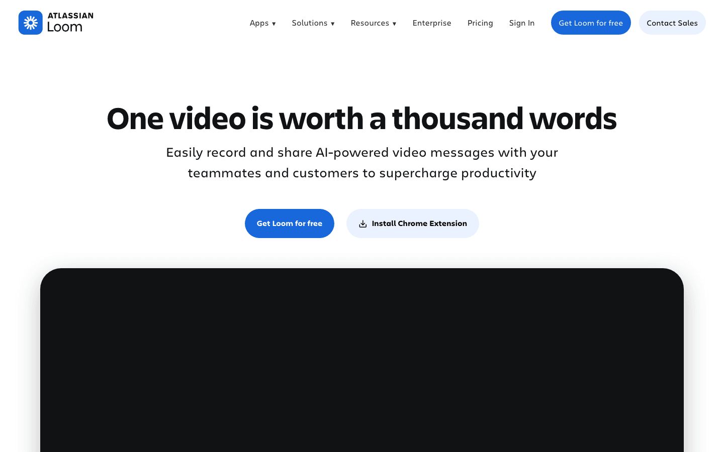 Loom homepage showing its screen recording and video messaging product