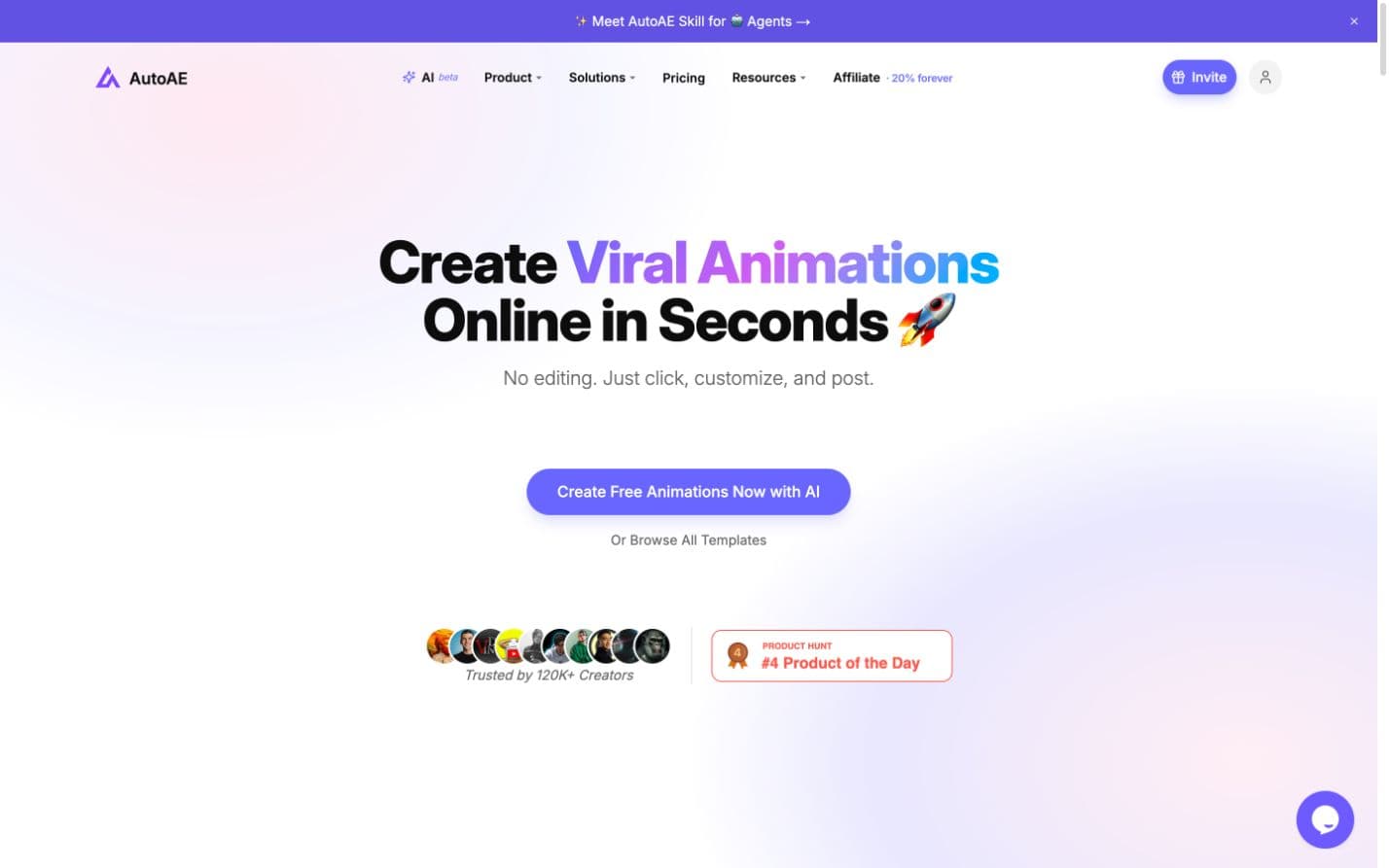 AutoAE homepage captured on September 1, 2026