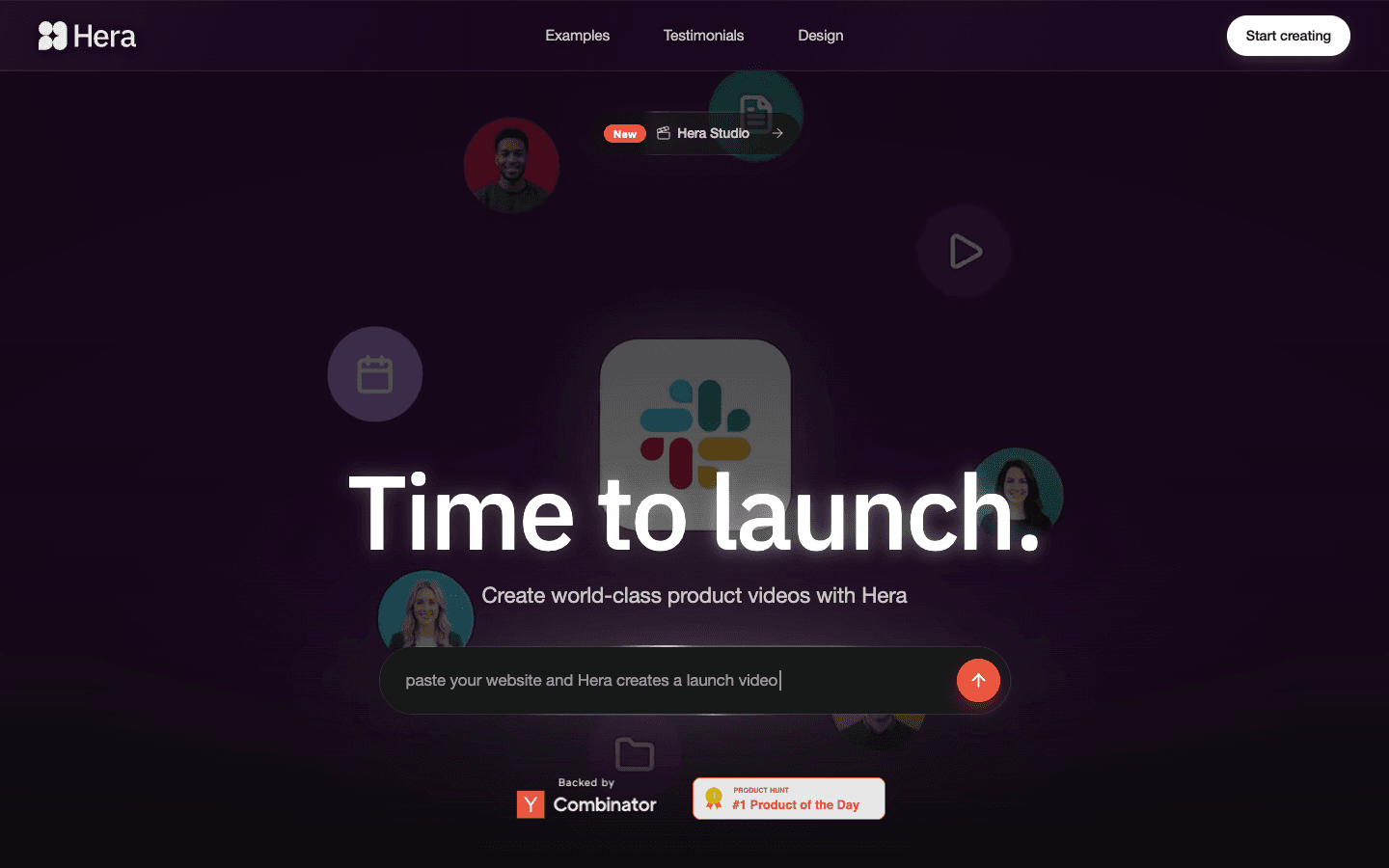 Hera homepage showing its AI Motion Designer and product launch positioning